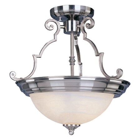 Maxim Three Light Satin Nickel Marble Glass Bowl Semi-Flush Mount 5844MRSN